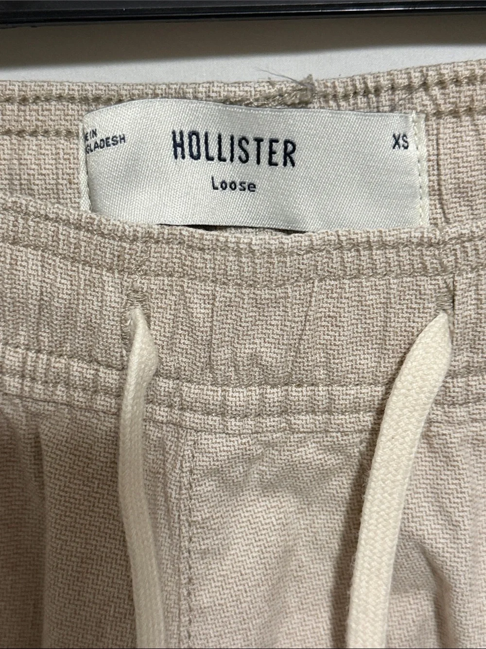 Hollister Men's Light Beige cotton/linen blend pull on pants